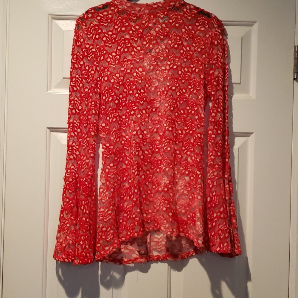 Shear with red velvet detail, sexy top